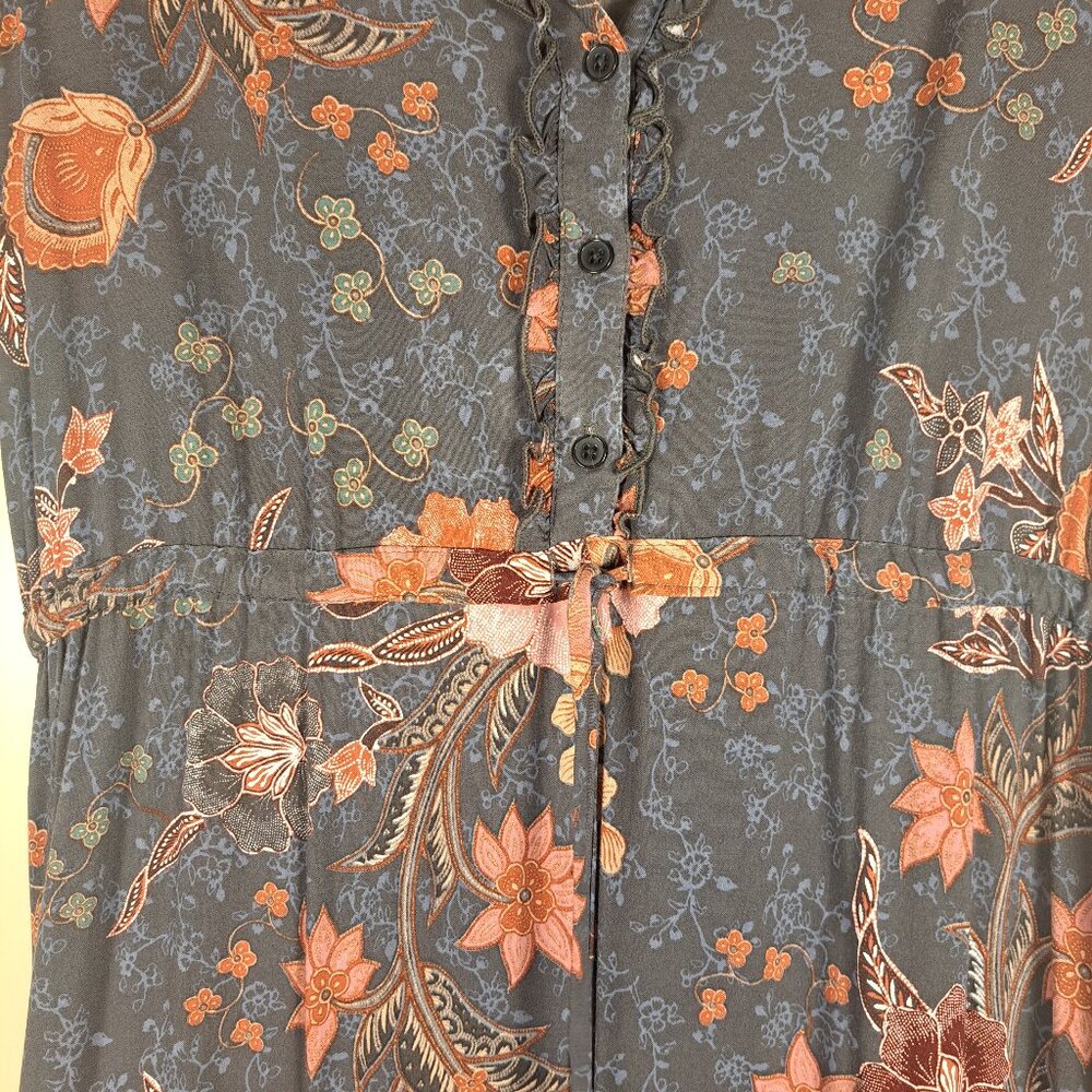 Knox Rose Midi Short Sleeve Blue Pink Floral Tiered Boho Print Dress Size Large - Picture 3 of 13